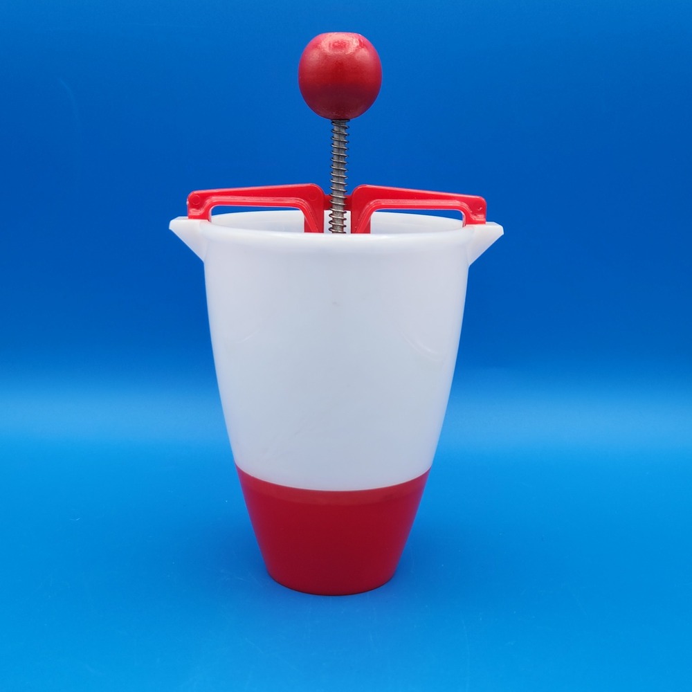 Vintage Popeil Donut Maker No 16 Red White Plastic Manual Kitchen Tool USA Made